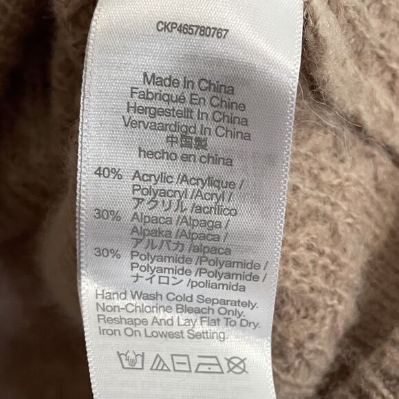 SOLD MADEWELL Mayfair Alpaca Blend Cable Knit Cardigan Sweater Tan Sz 3X Woman - Picture 7 of 9